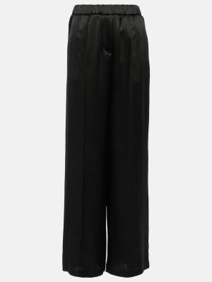 Jedwabne satynowe spodnie relaxed fit Loewe czarne