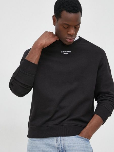 Calvin Klein Jeans pamut melegítőfelső fekete, férfi, nyomott mintás