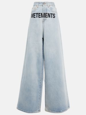 Voľné džínsy s výšivkou s vysokým pásom Vetements modrá