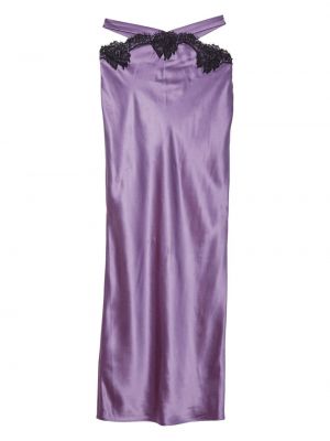 Svilena suknja s čipkom Fleur Du Mal ljubičasta