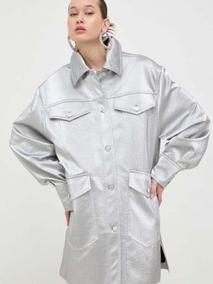 Džínová bunda Moschino Jeans stříbrná