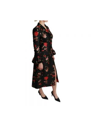 Abrigo con bordado slim fit de flores Dolce & Gabbana negro