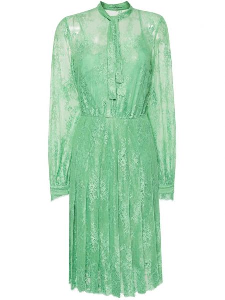 Nėriniuotas gėlėtas midi suknele Ermanno Scervino žalia