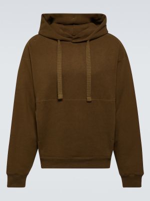 Pamučna hoodie s kapuljačom od jersey Lemaire smeđa