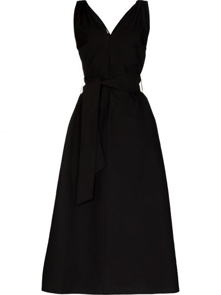 Платье миди без рукавов с V-образным вырезом Brunello Cucinelli, черное