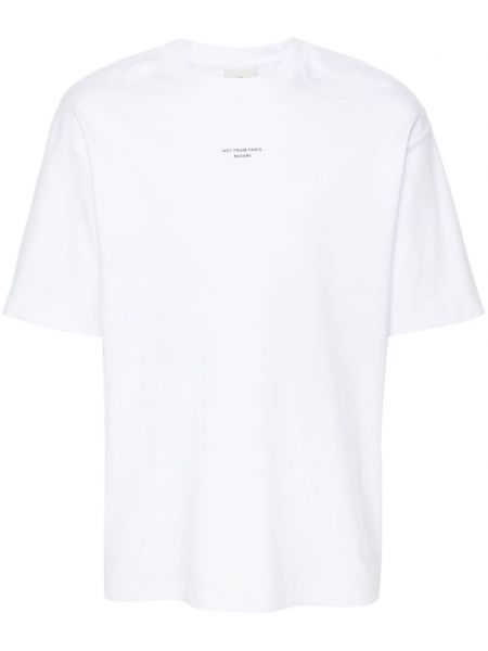 T-shirt avec imprimé slogan en coton à imprimé Drôle De Monsieur blanc