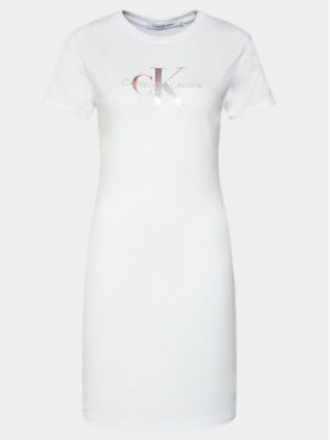 Τζιν φόρεμα Calvin Klein Jeans λευκό