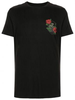 Bavlněné tričko s tropickým vzorem Osklen černé