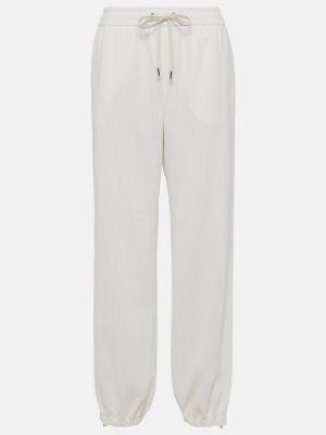 Pantaloni sport de catifea cord Moncler alb