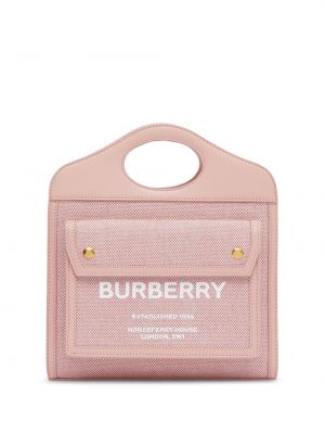 Dabīgās ādas crossbody rokassoma ar kabatām Burberry rozā