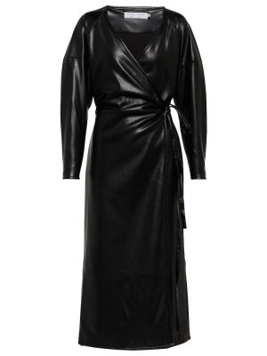 Kožené midi šaty z ekologickej kože Proenza Schouler čierna