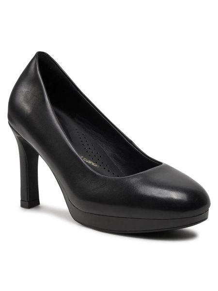 Полуотворени обувки с ток Clarks черно