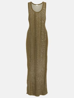 Průsvitné dlouhé šaty Saint Laurent hnědé