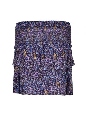 Mini spódniczka w kwiatki z falbankami Isabel Marant fioletowa