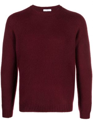 Pleten pulover z okroglim izrezom Boglioli rdeča