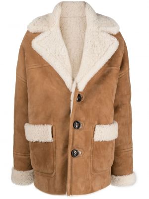 Kožený kabát Dsquared2 hnědý