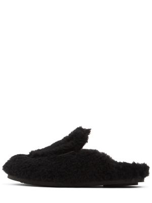 Hodvábne vlnené šľapky mules Max Mara čierna