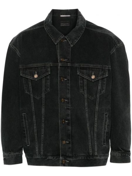 Obnosená džínsová bunda Saint Laurent čierna