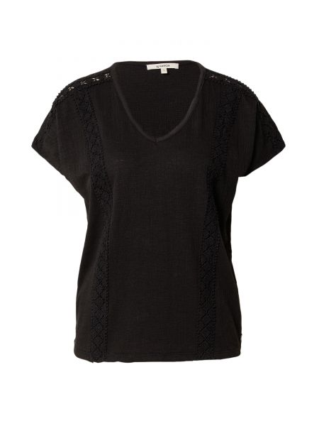 Jednofarebné bavlnené priliehavé tričko Garcia - čierna