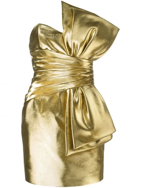 Mini vestido con lazo Saint Laurent dorado