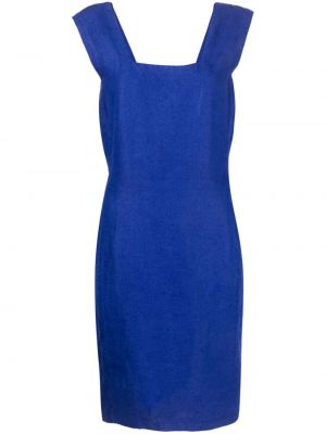 Lniana sukienka bez rękawów Versace Pre-owned niebieska