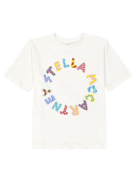 Jersey bomull t-skjorte for jenter Stella Mccartney Kids hvit