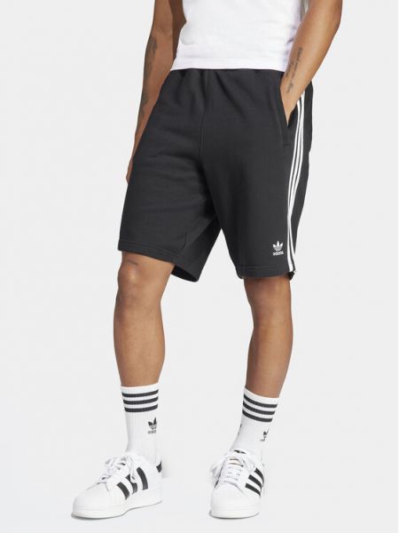 Pruhované priliehavé športové šortky Adidas čierna