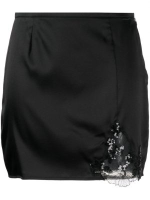 Mini suknja sa šljokicama s čipkom Fleur Du Mal crna