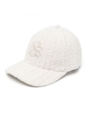 Haftowana czapka z daszkiem tweedowa Ba&sh biała