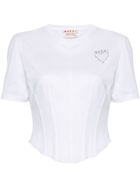 Тениска бродирана Marni бяло