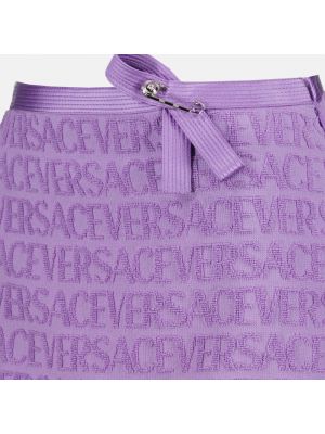 Mini falda con flecos de algodón Versace violeta