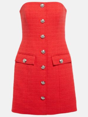Βαμβακερή φόρεμα tweed Veronica Beard κόκκινο