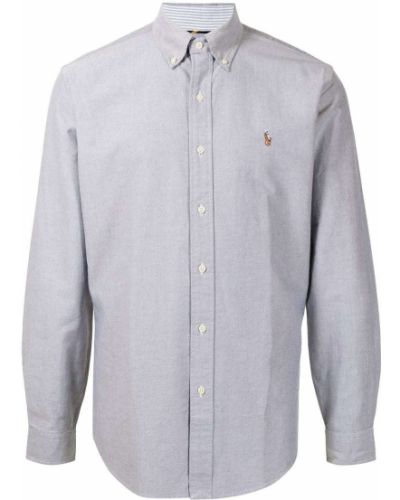Raštuota zomšinė siuvinėta marškiniai Polo Ralph Lauren pilka