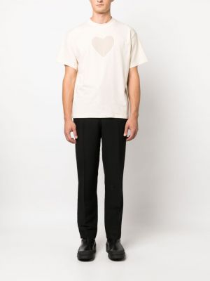 Bavlněné tričko se srdcovým vzorem Sandro béžové