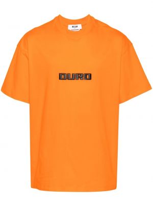 Памучна тениска бродирана Msgm оранжево
