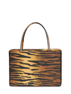 Bolso clutch de raso con estampado con rayas de tigre Amina Muaddi