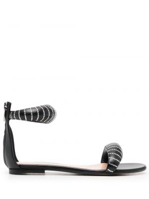 Křišťálové pruhované sandály Gianvito Rossi černé