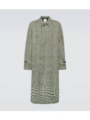 Manteau en soie en coton à carreaux Burberry vert