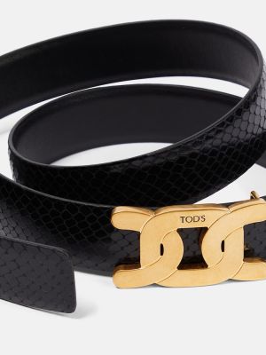 Kožený pásek s hadím vzorem Tod's černý