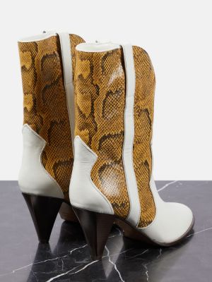 Кожени обувки до глезена със змийски принт Isabel Marant бяло