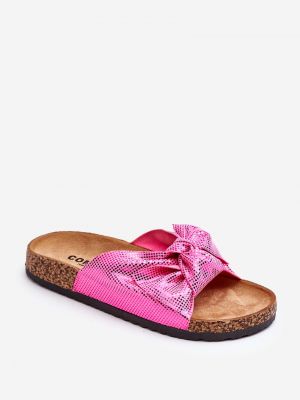 Papuci de casă cu funde Kesi roz