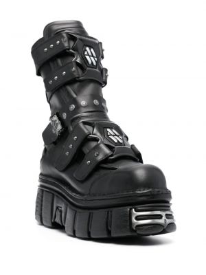 Kožené kotníkové boty na platformě Vetements černé