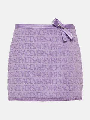 Pamučna mini suknja Versace ljubičasta