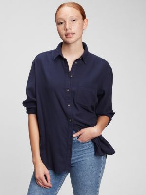 Flanelová oversized košile Gap modrá