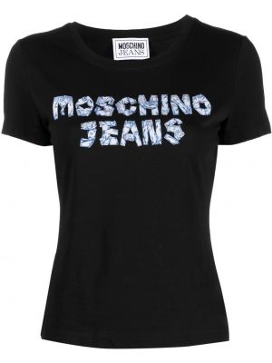 Pamut póló nyomtatás Moschino fekete