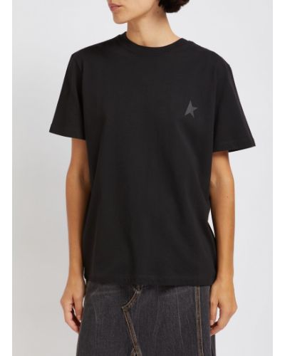 Zvaigznes kokvilnas t-krekls džersija Golden Goose melns