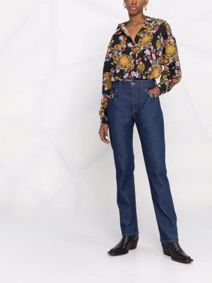 Straight fit džíny s přezkou Versace Jeans Couture modré
