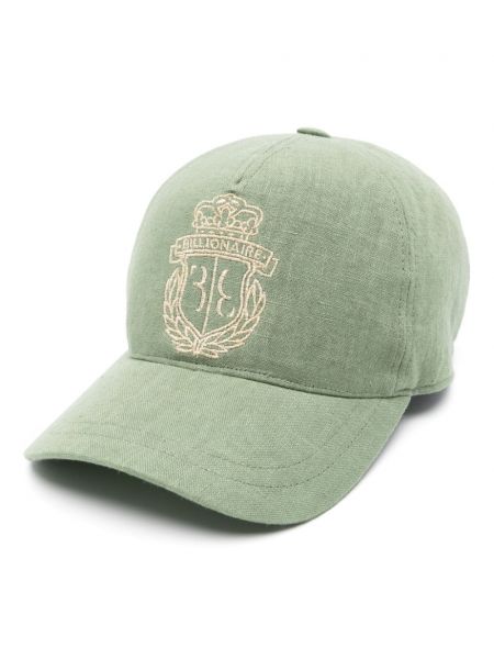 Ленена шапка с козирки бродирана Billionaire зелено