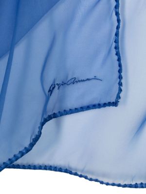 Průsvitný šál s výšivkou Giorgio Armani modrý