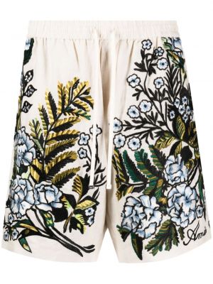 Pantaloni scurți de in cu model floral Amiri maro
